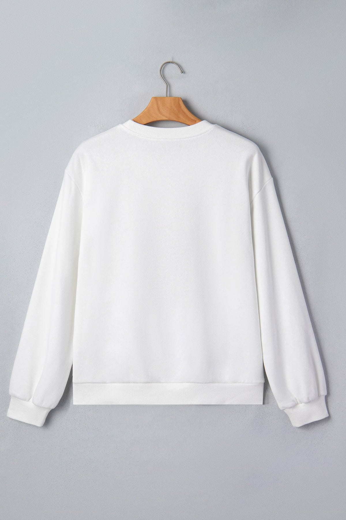 White Embroidered Gingerbread Cozy Christmas Long Sleeve Round Neck Pullover Sweatshirt