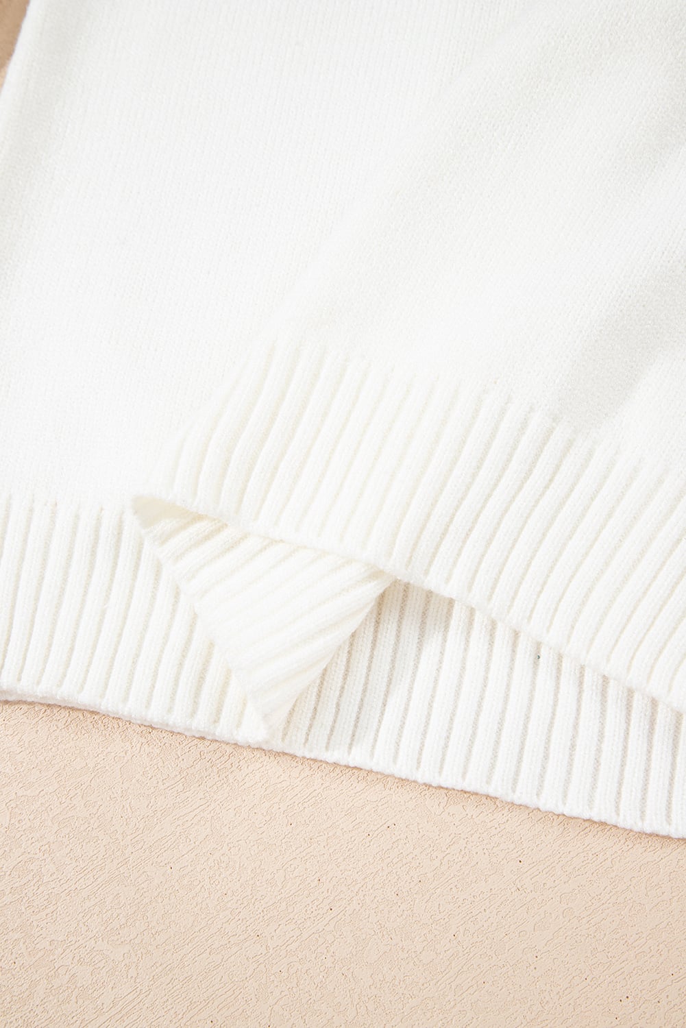 White Ethnic Geometric Colorblock Print Drop Shoulder Sweater