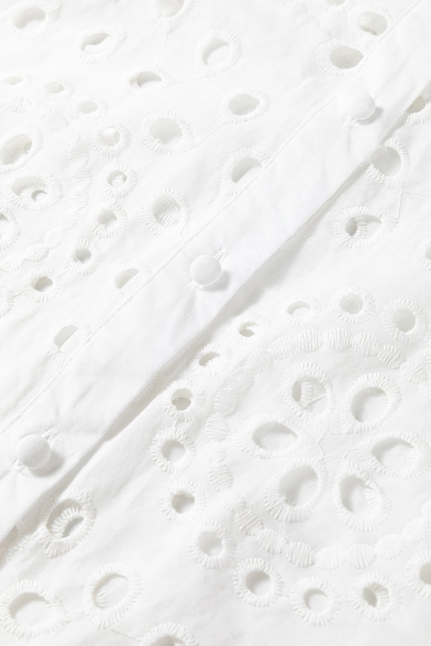 White Eyelet Embroidered Puff Sleeve Crop Shirt