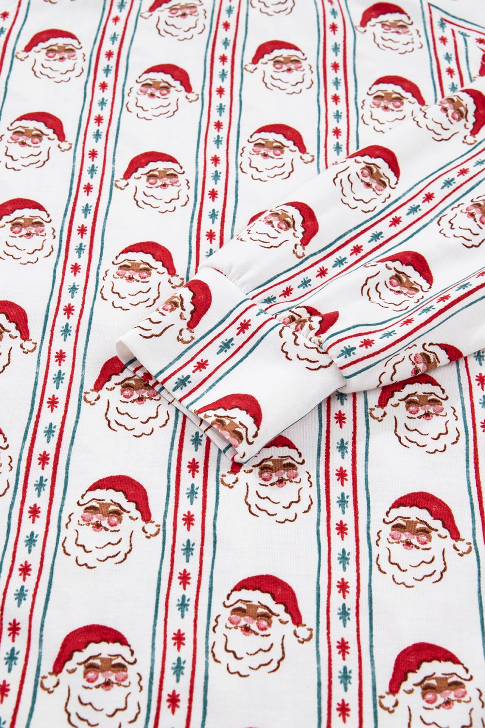 White Father Christmas Striped Print Contrast Drawstring Lounge Pant Set