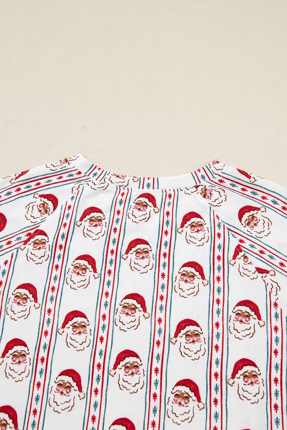 White Father Christmas Striped Print Contrast Drawstring Lounge Pant Set