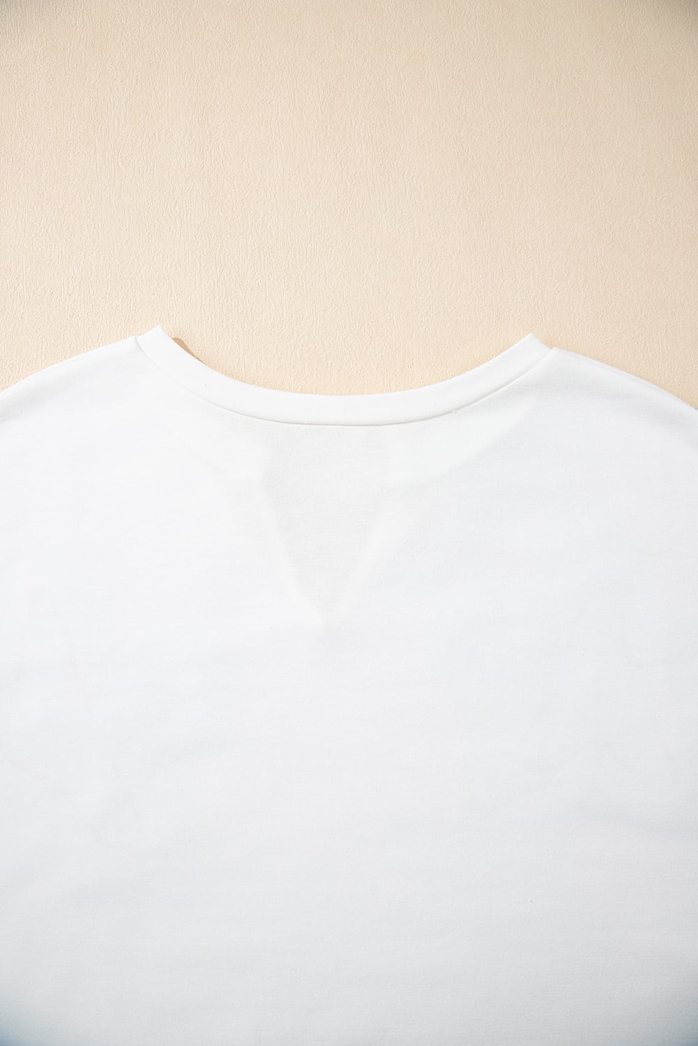 White Floral Applique Notched V Neck Dolman Sleeve Top