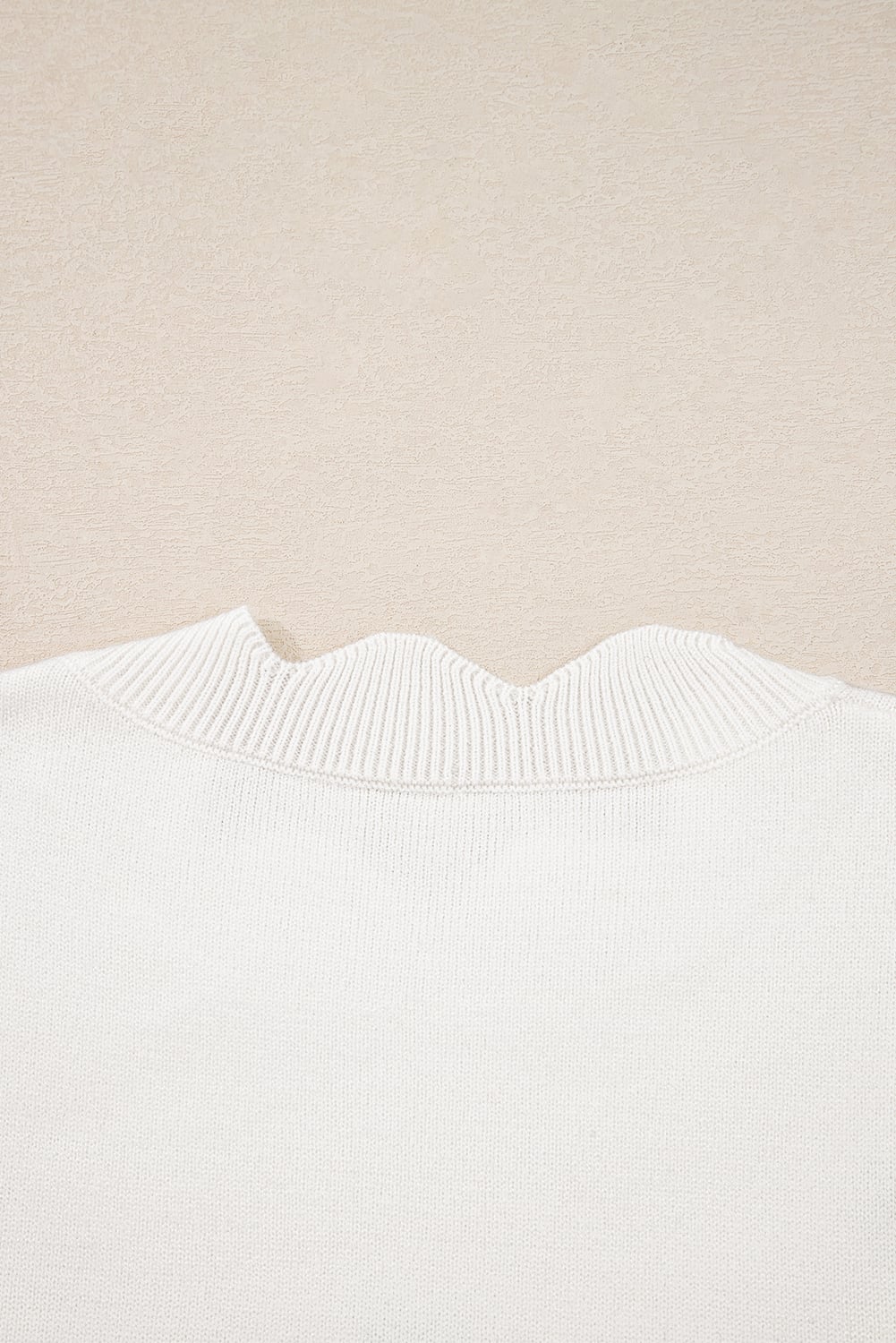 White Floral Embroidered Scallop Hem Cropped Sweater