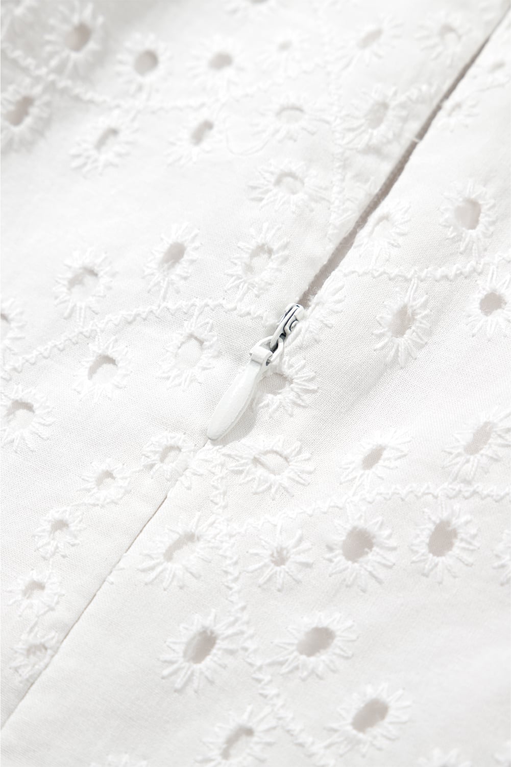 White Floral Eyelet Embroidered Sleeveless Shift Dress