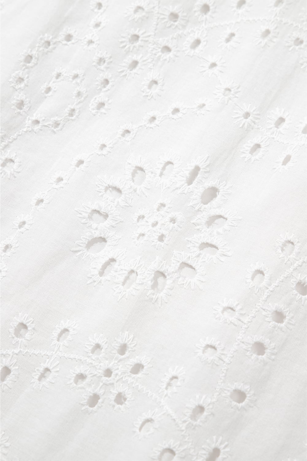 White Floral Eyelet Embroidered Sleeveless Shift Dress