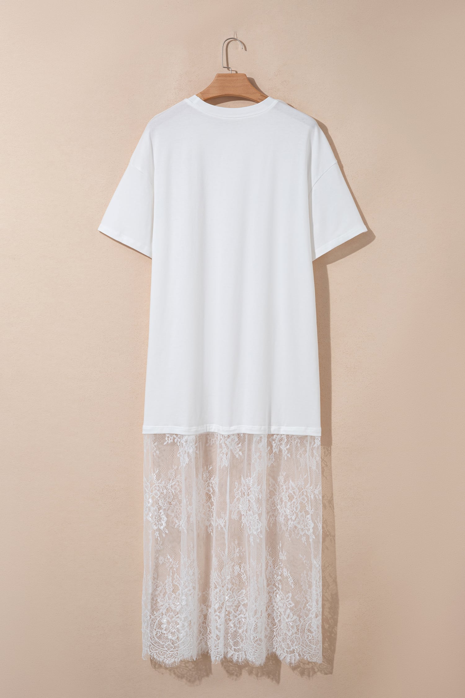 White Floral Patchwork Short Sleeve T Shirt Loose Maxi Dress