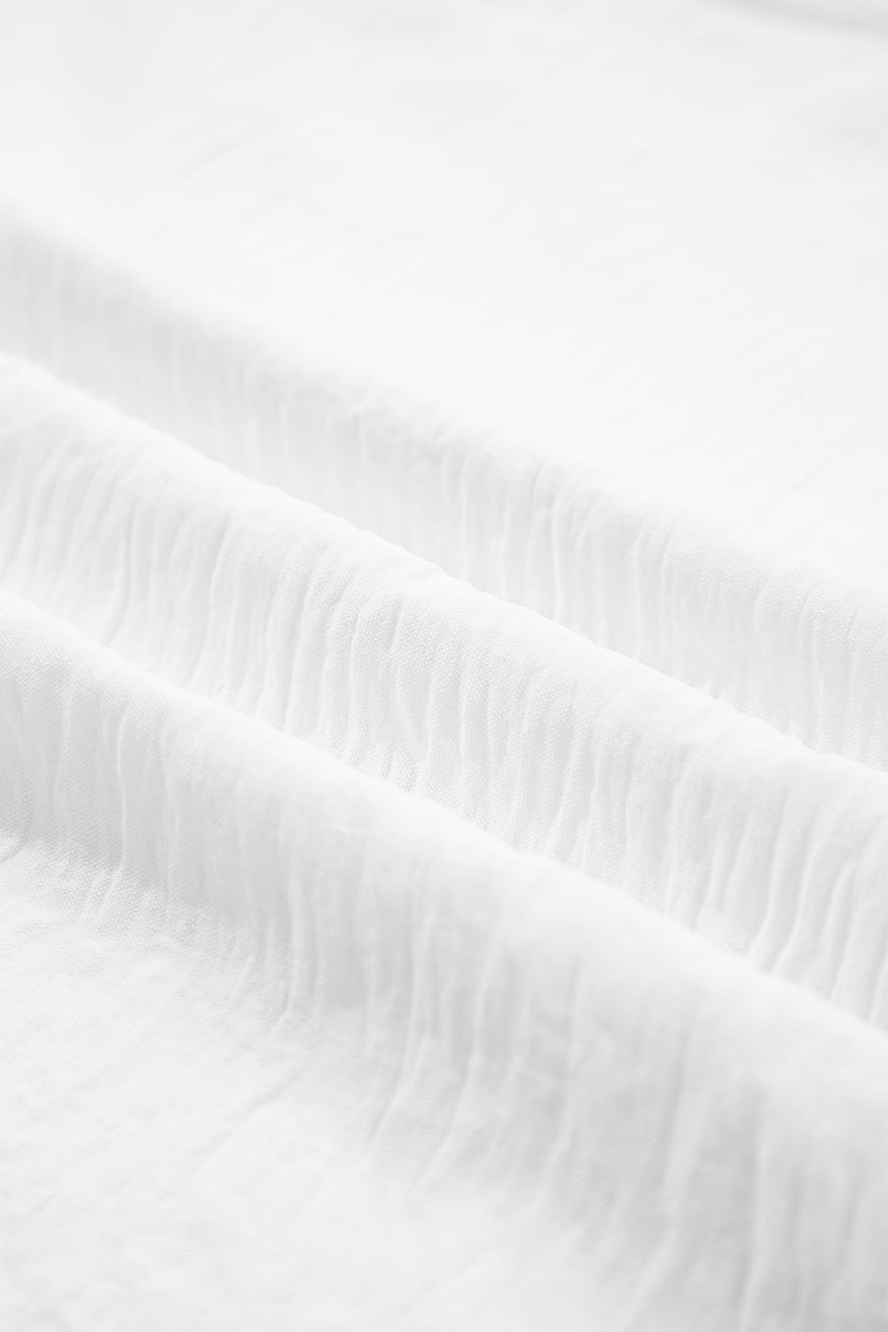 White Flounce Sleeve Pleated Textured Blouse