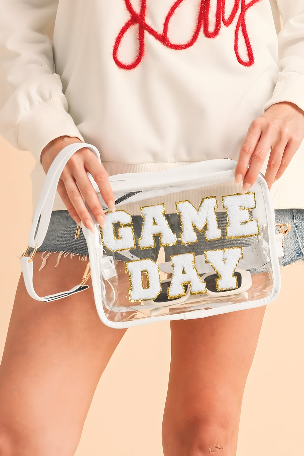 White Clear PVC GAME DAY Summer Fashion Single Shoulder Bag