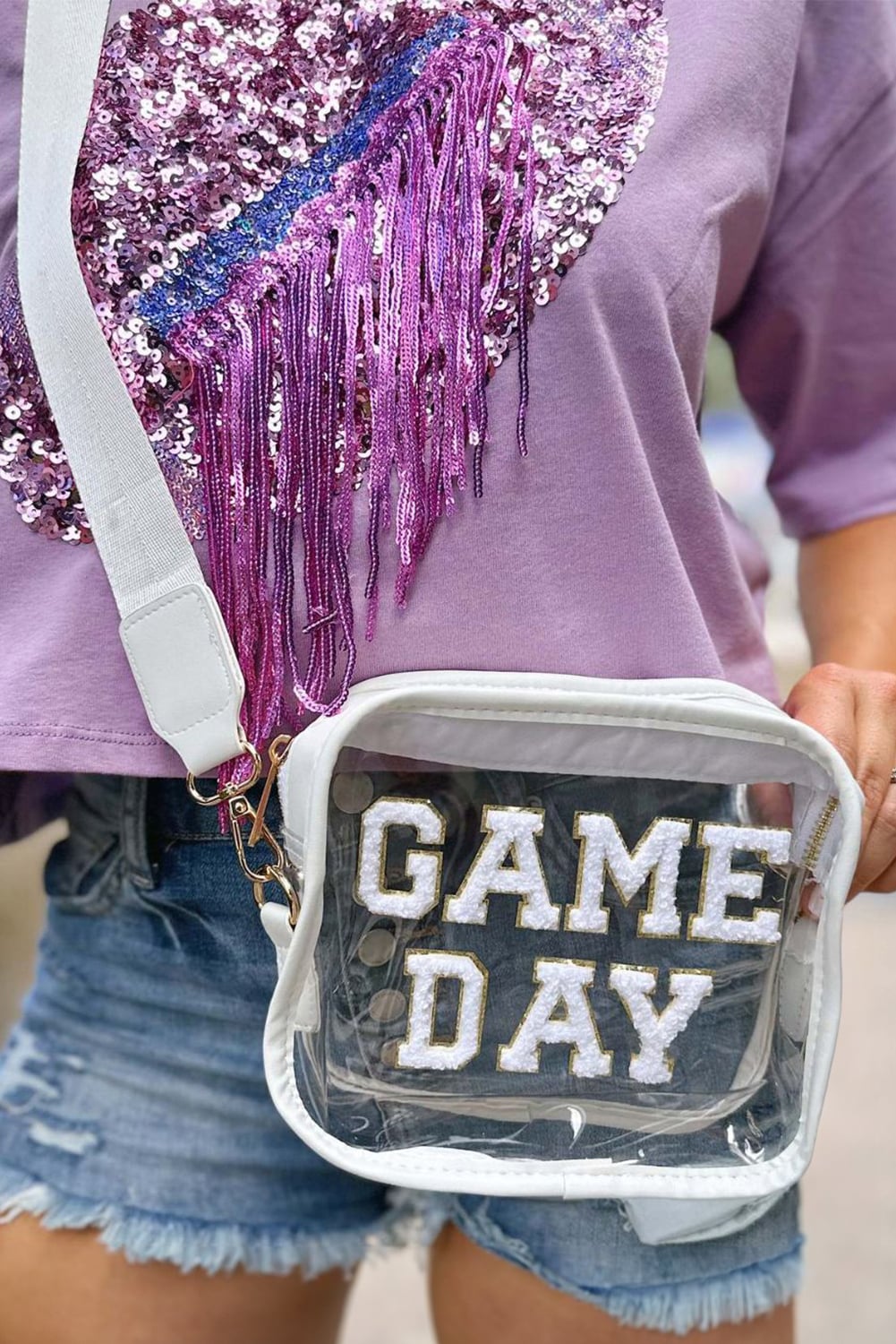 White Clear PVC GAME DAY Summer Fashion Single Shoulder Bag