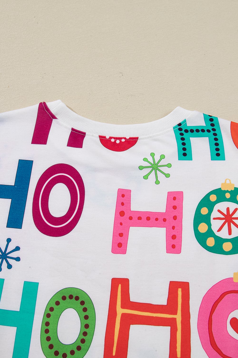White Ho Ho Ho Christmas Fashion Print 2pcs Lounge Short Set