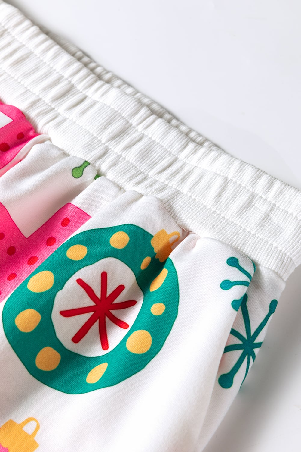 White Ho Ho Ho Christmas Fashion Print 2pcs Lounge Short Set