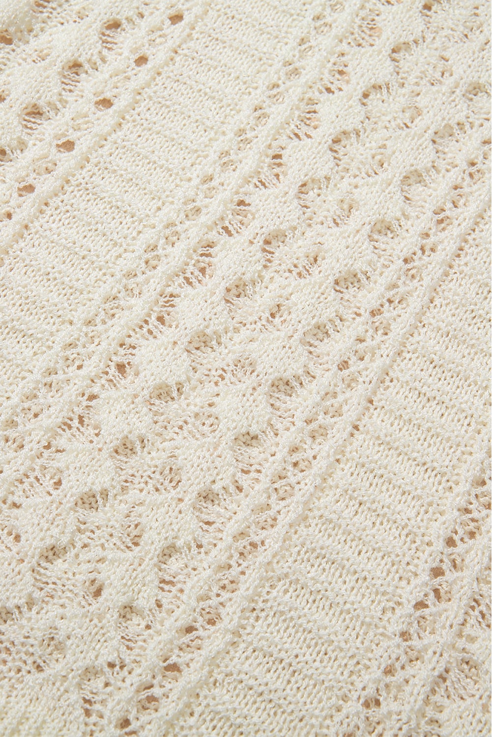 White Hollow Out Knit Bracelet Sleeve Drop Shoulder Sweater