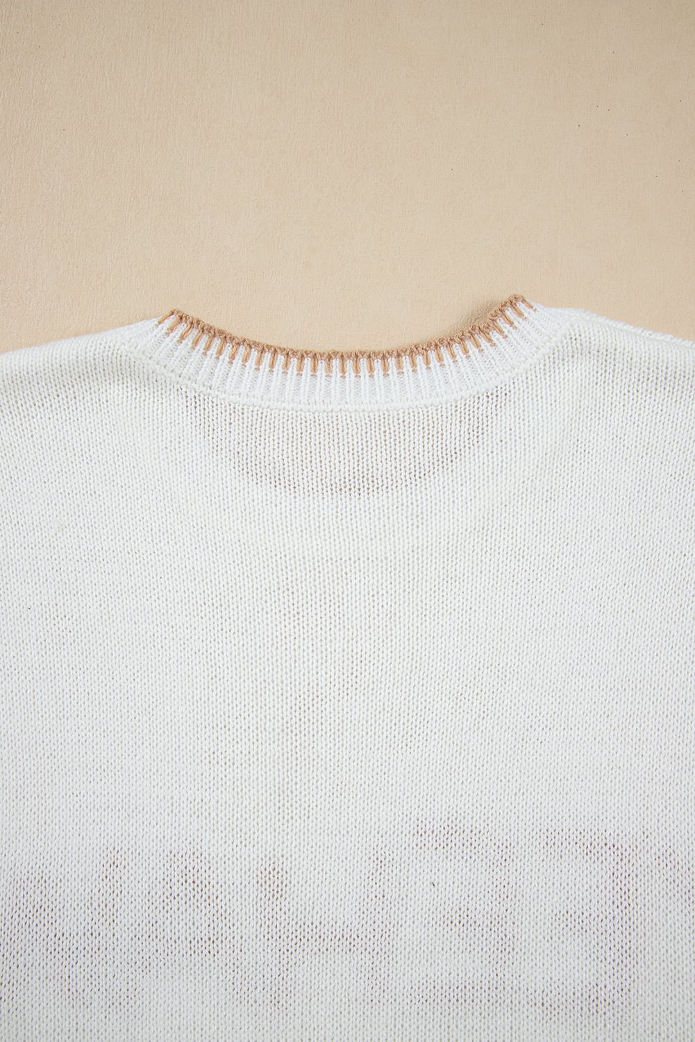 White Knitted YEEHAW Stitch Edge Crew Neck Sweater T Shirt