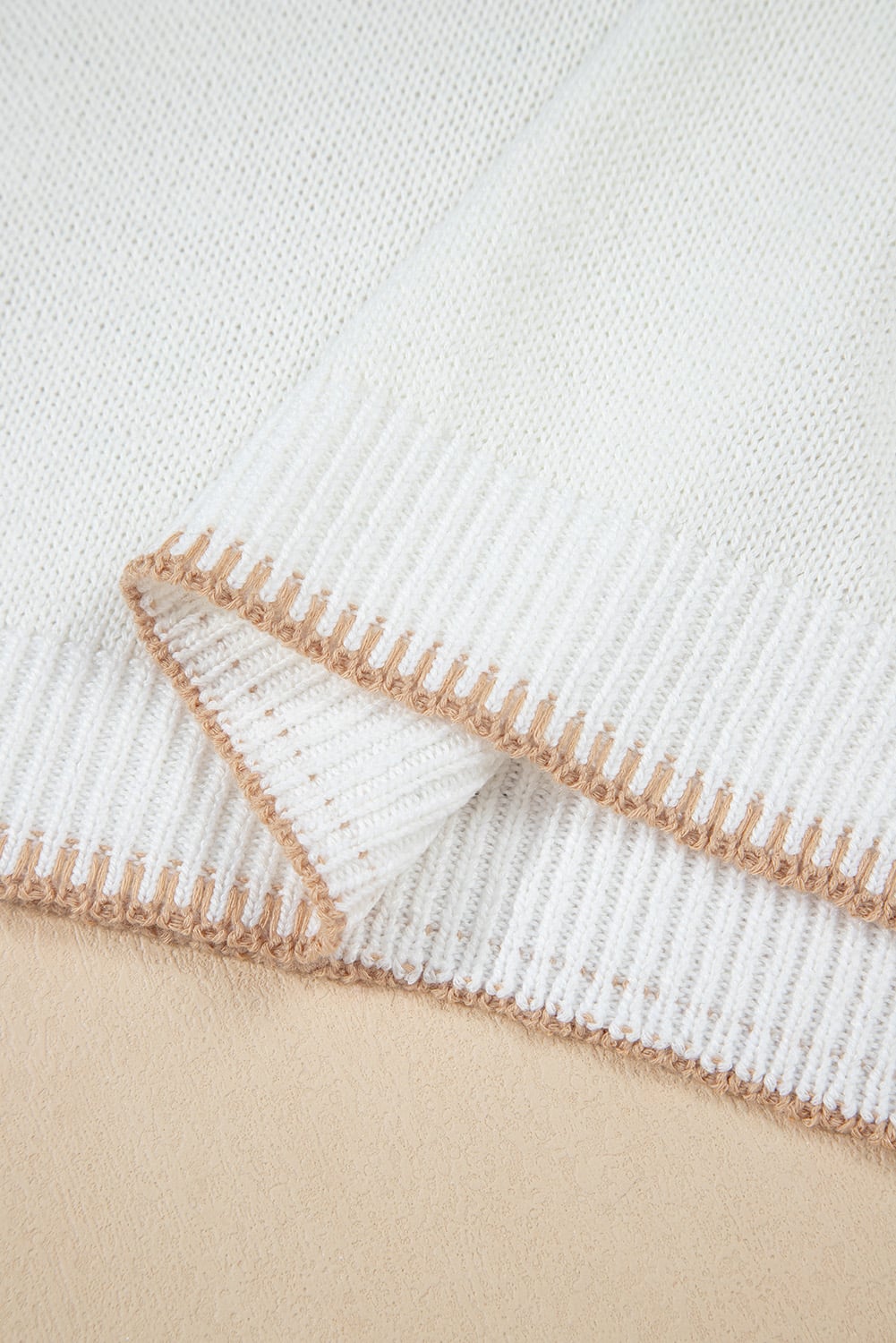 White Knitted YEEHAW Stitch Edge Crew Neck Sweater T Shirt