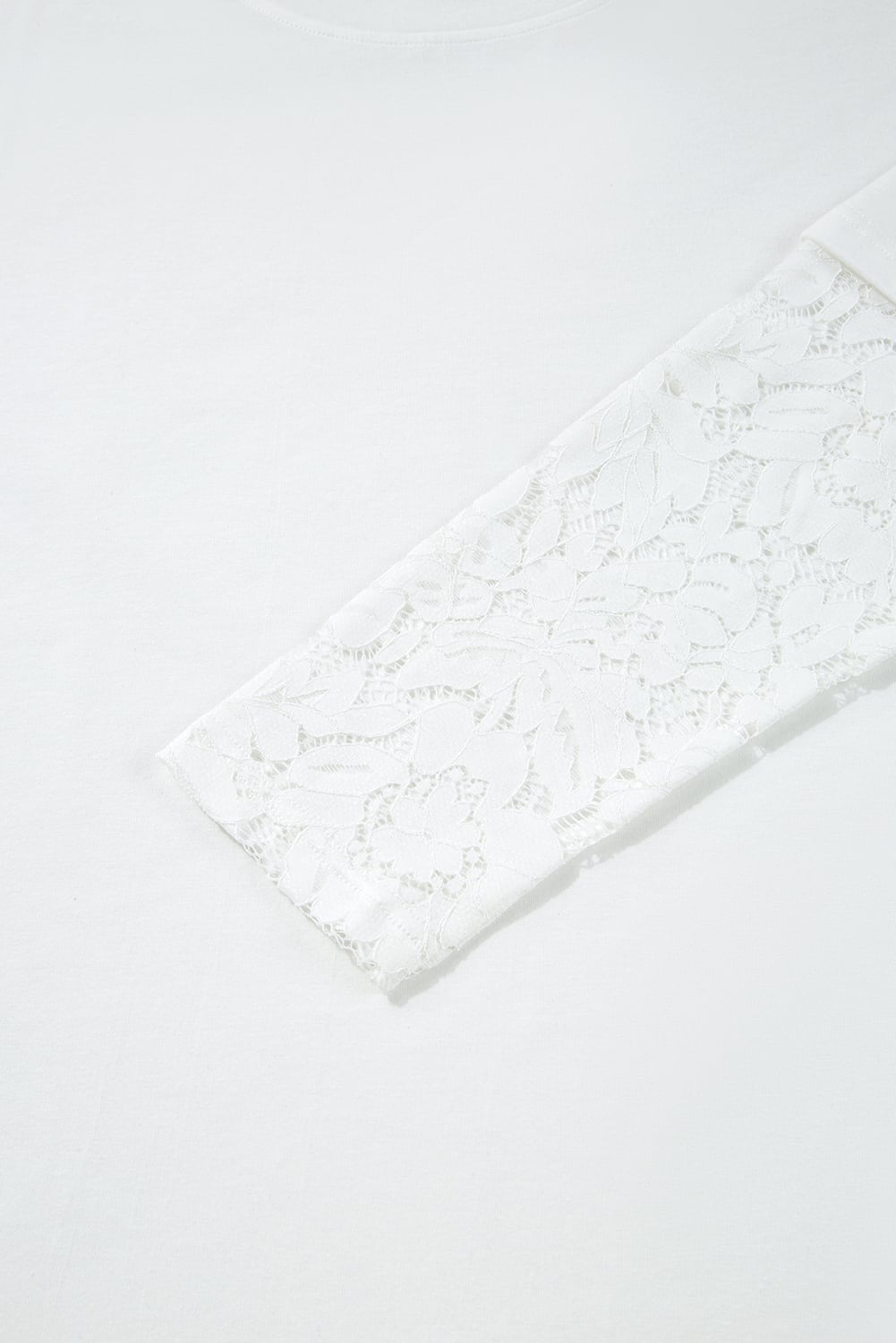 White Lace Long Sleeve Insert Drop Shoulder Tee