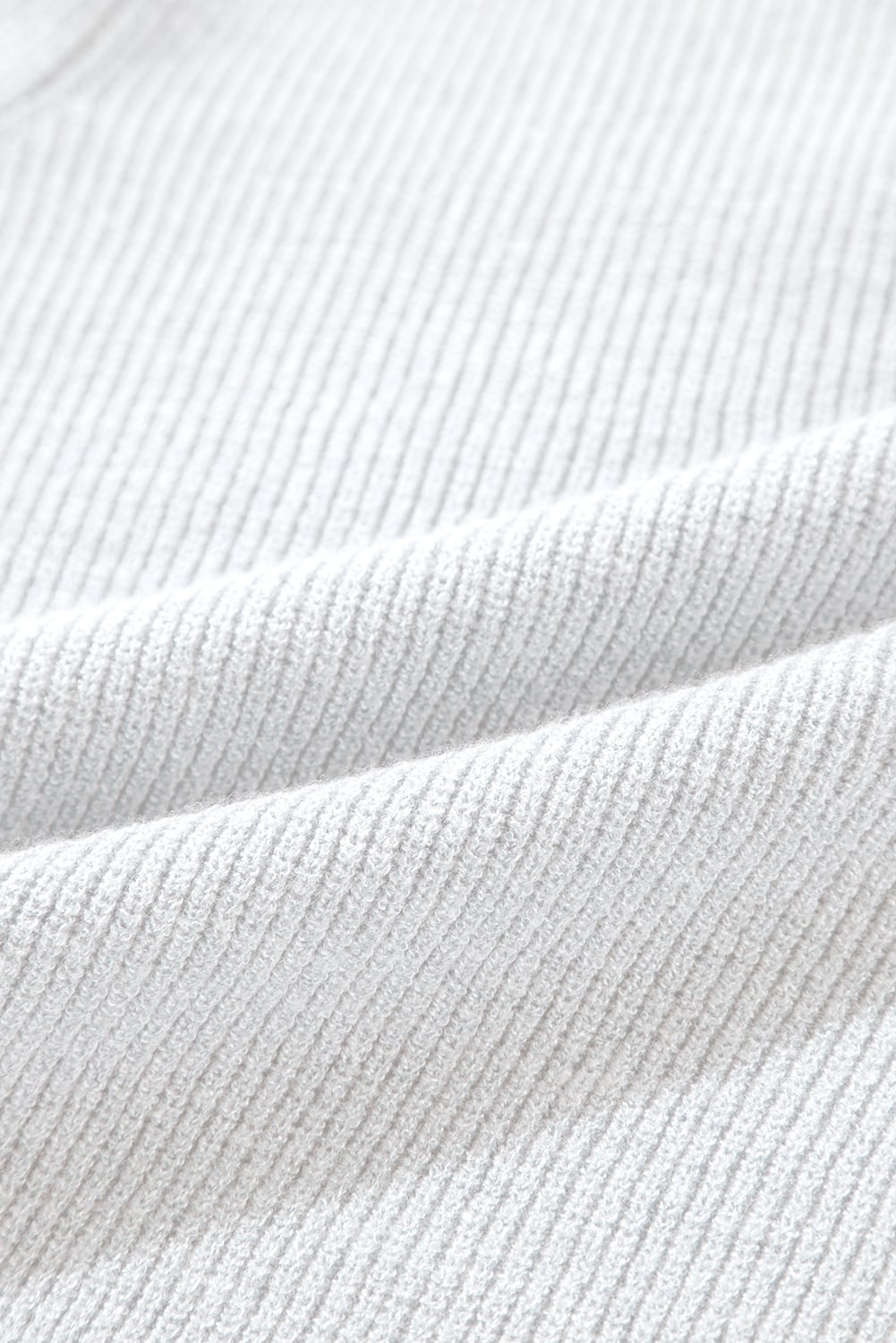 White Lightweight Ribbed Knit Button Front V Neck Cardigan