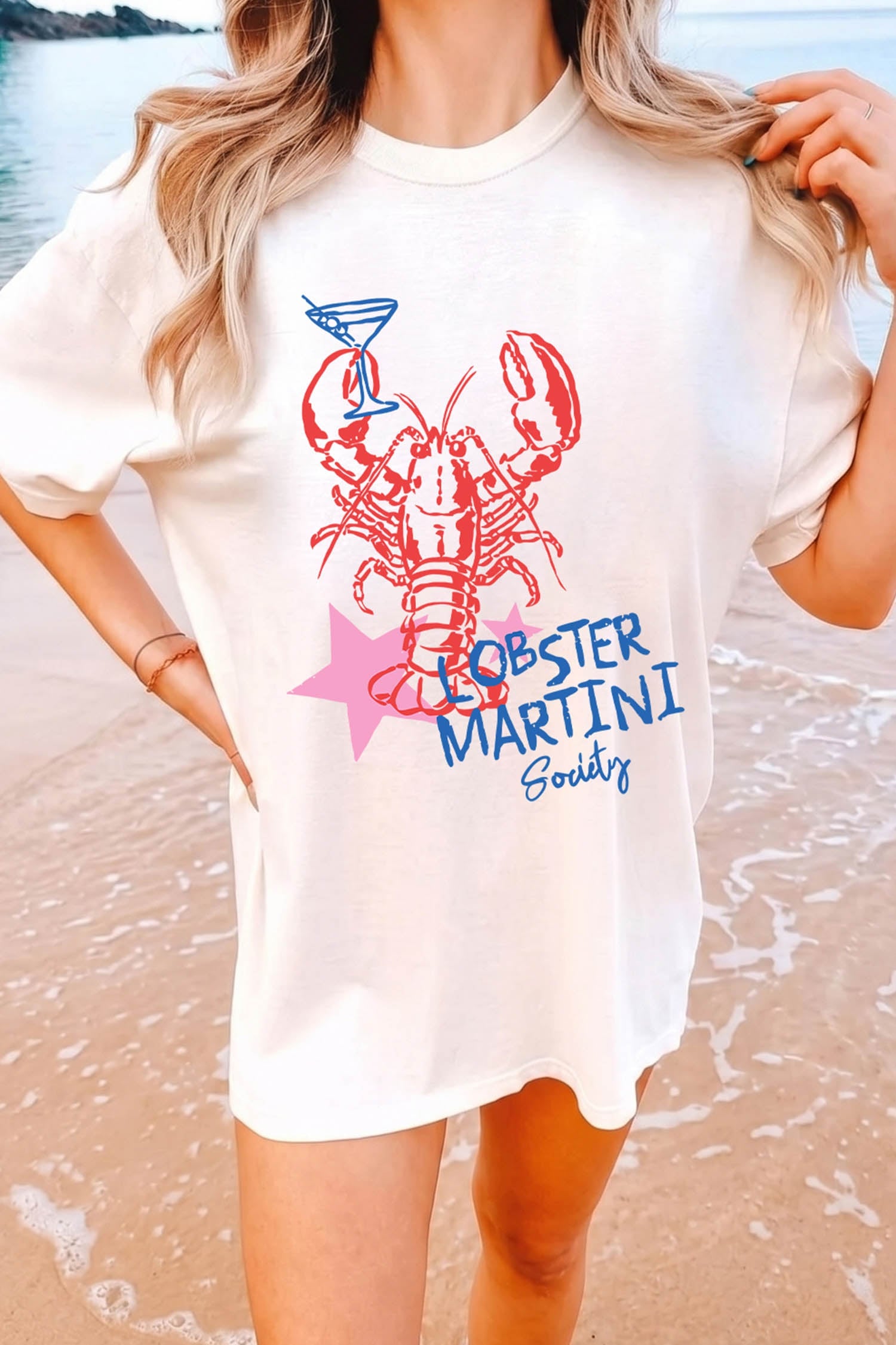 White Lobster Martini Society Graphic Tunic Tee