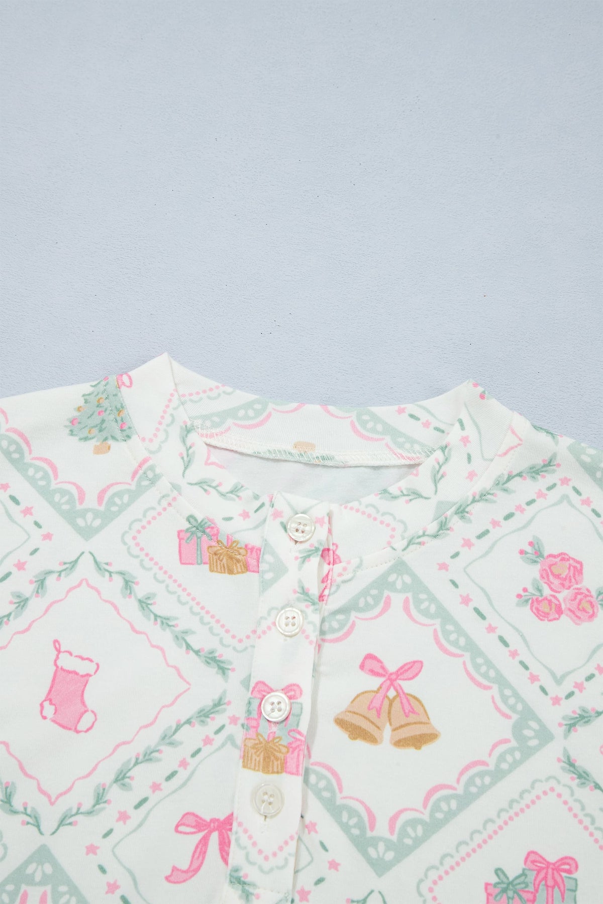 White Long Sleeve Patchwork Shift Christmas Daily Wear Lounge Set