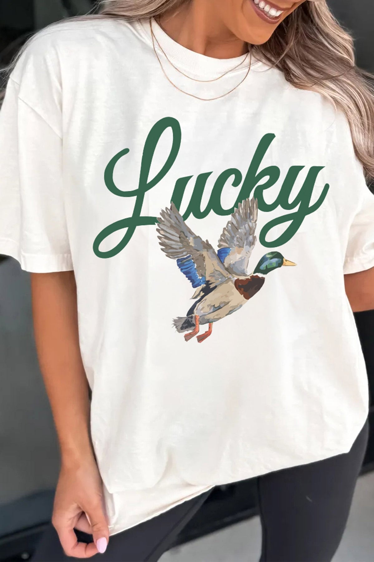 White Mallard Graphic Crew Neck Short Sleeve T-Shirt
