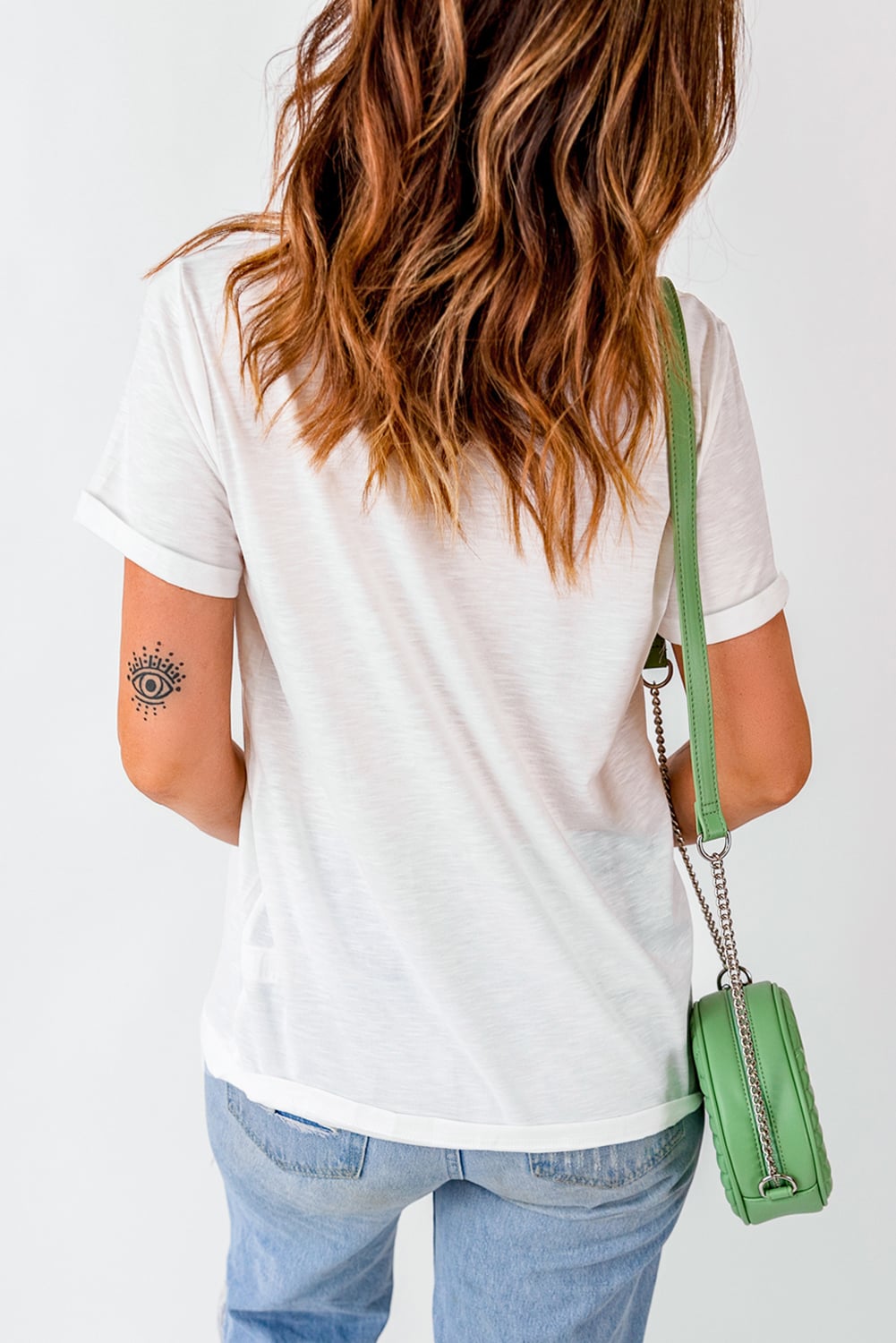White mama Lettering Printed Crew Neck Tee
