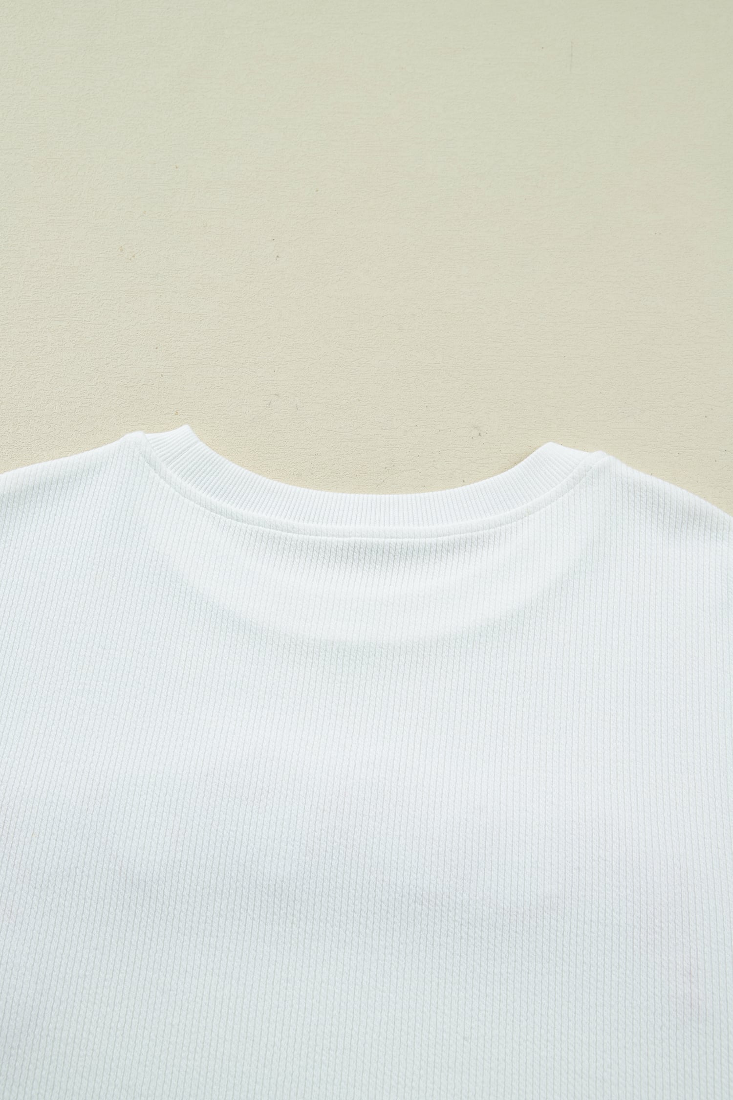 White Merry Tinsel Letter Embroidery Ribbed Drop Shoulder Sweatshirt