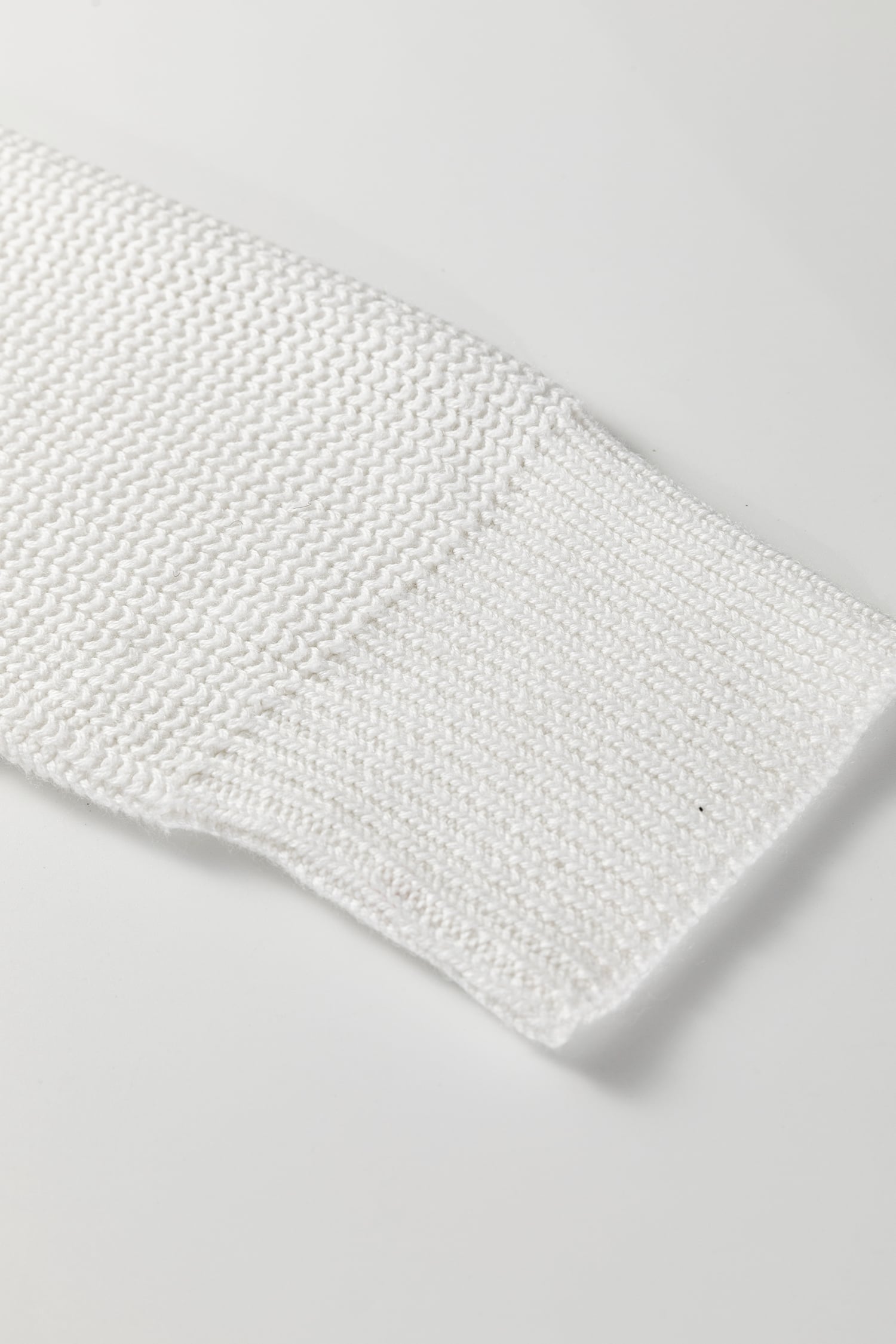 White Mix Texture Patchwork Contrast Stitch Mock Neck Sweater