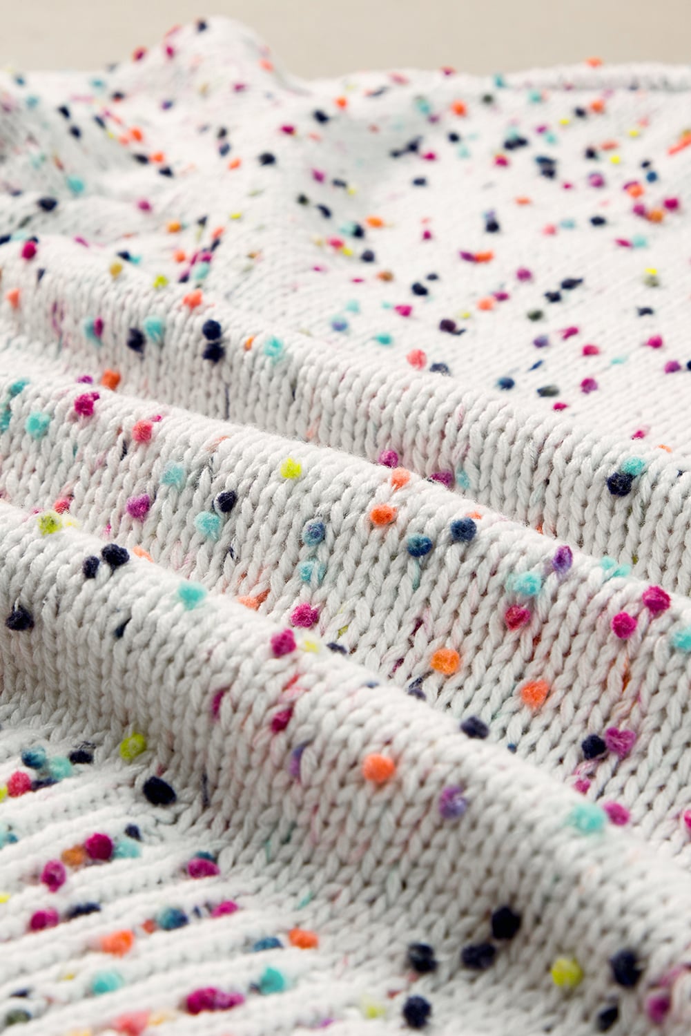 White Rhinestone Decor Multicolor Confetti Sweater Cardigan