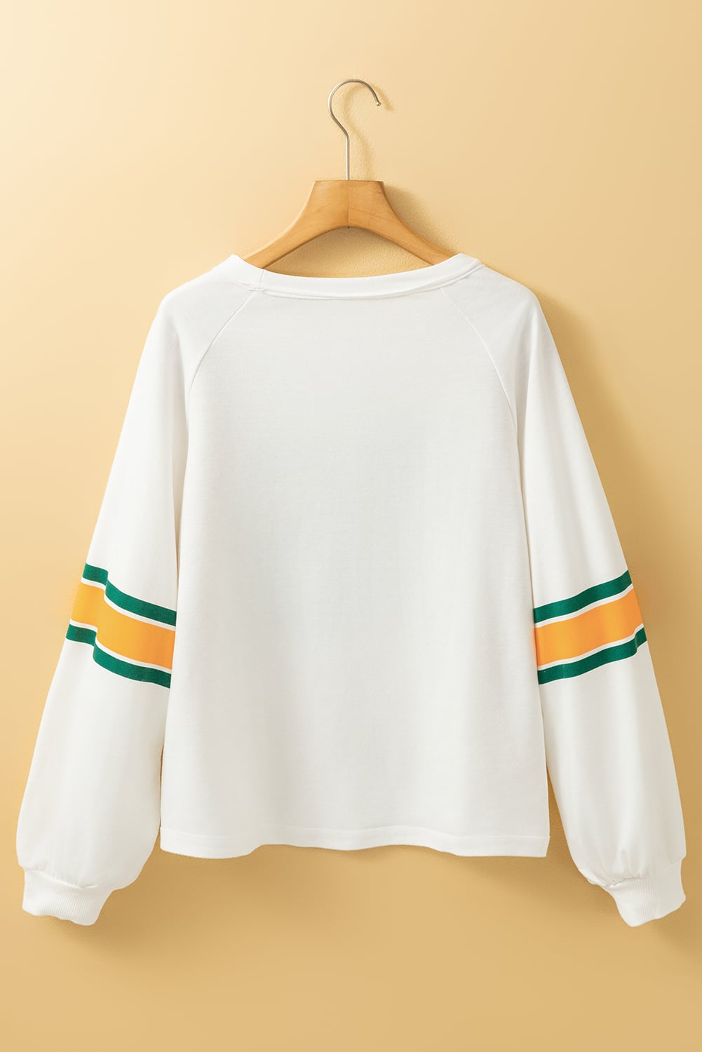 White Number 76 Printed Retro Sporty Long Sleeve Top