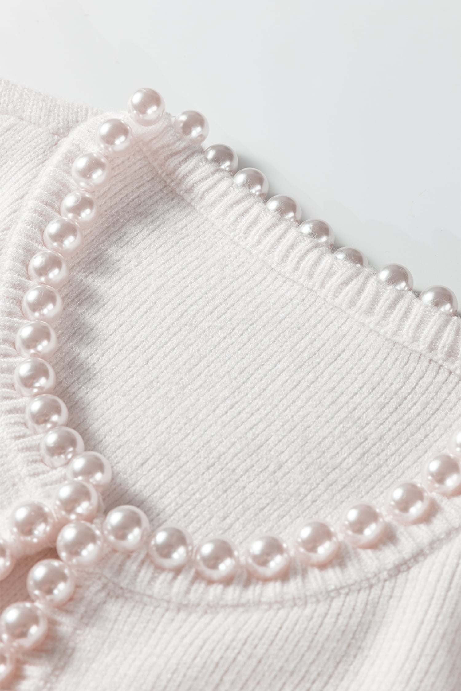 White Pearl Embellished Open Front Elegant Cardigan
