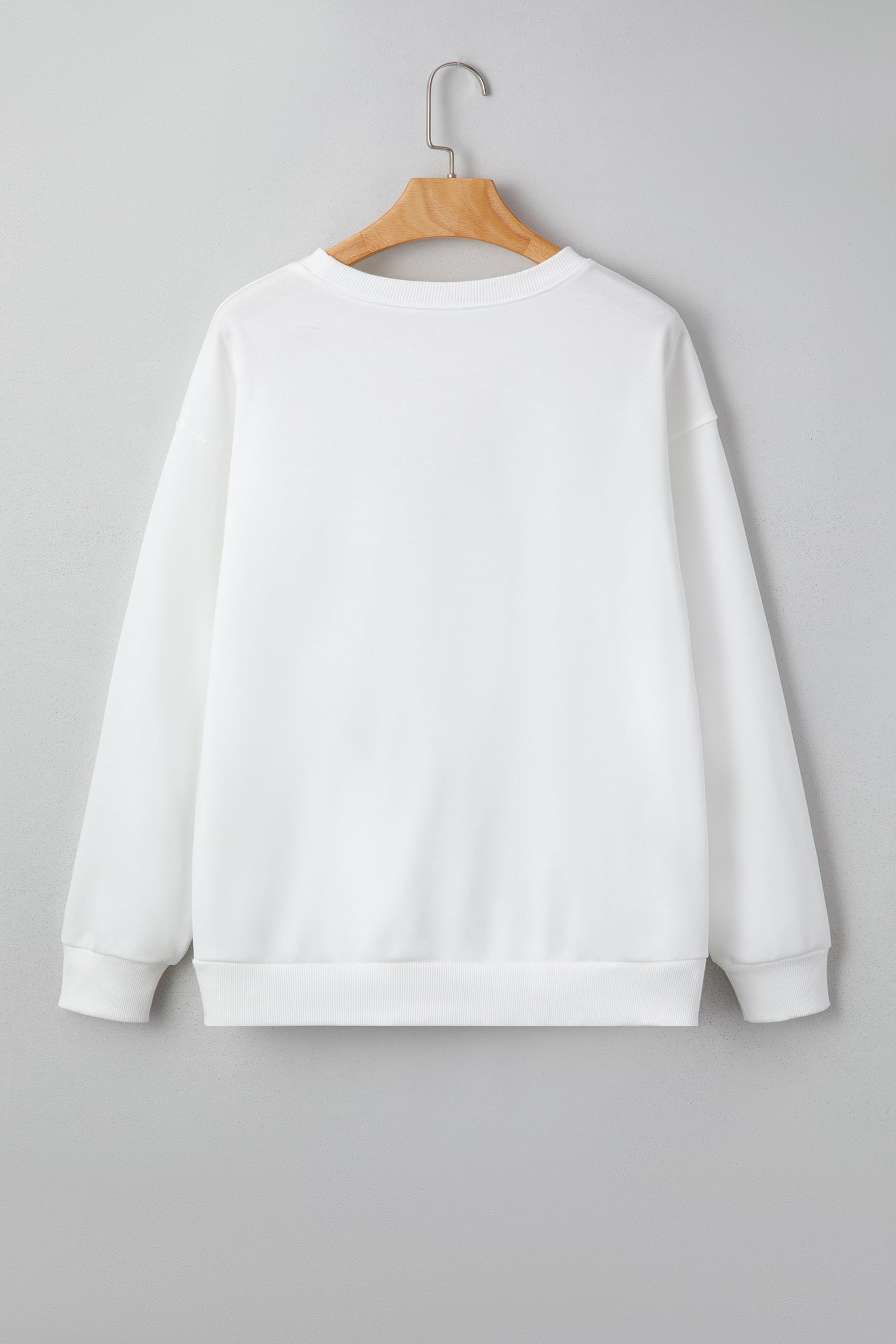 White Pearl Plaid Christmas Tree Patched Drop Shoulder Sweatshirt