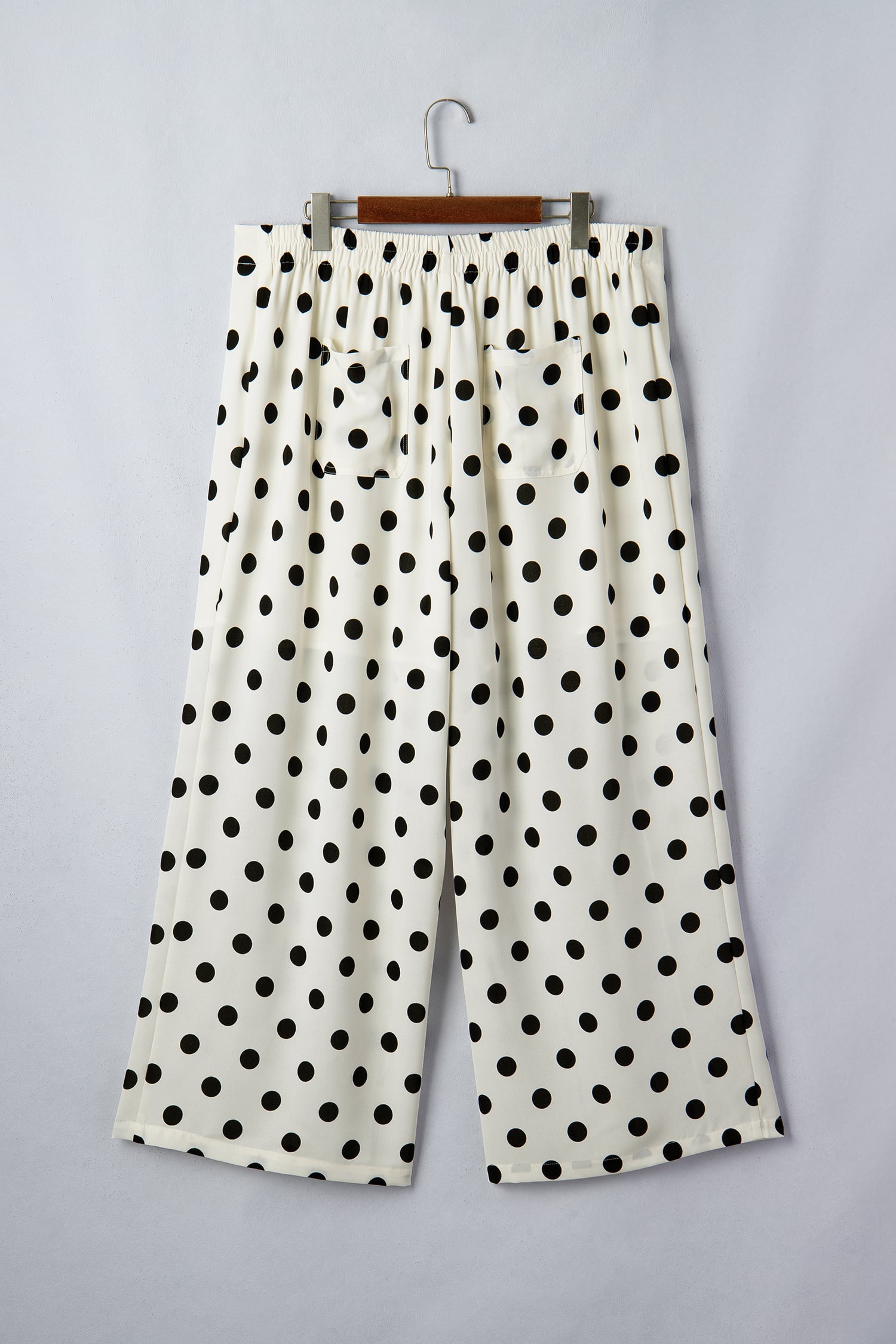 White Plus Size Polka Dot Print Patch Pocket Womens Shift Pants