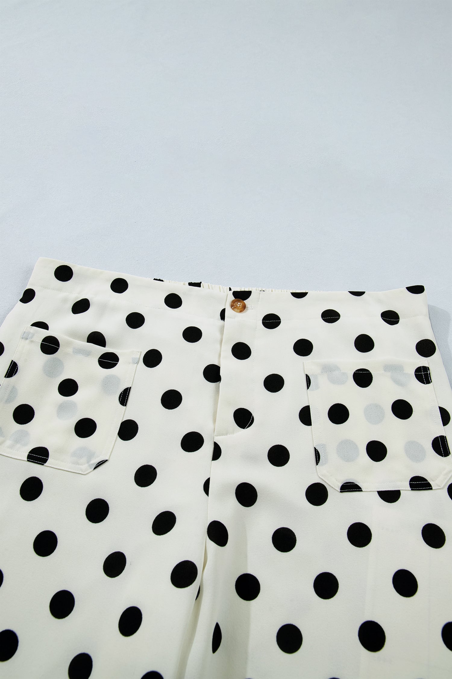 White Plus Size Polka Dot Print Patch Pocket Womens Shift Pants