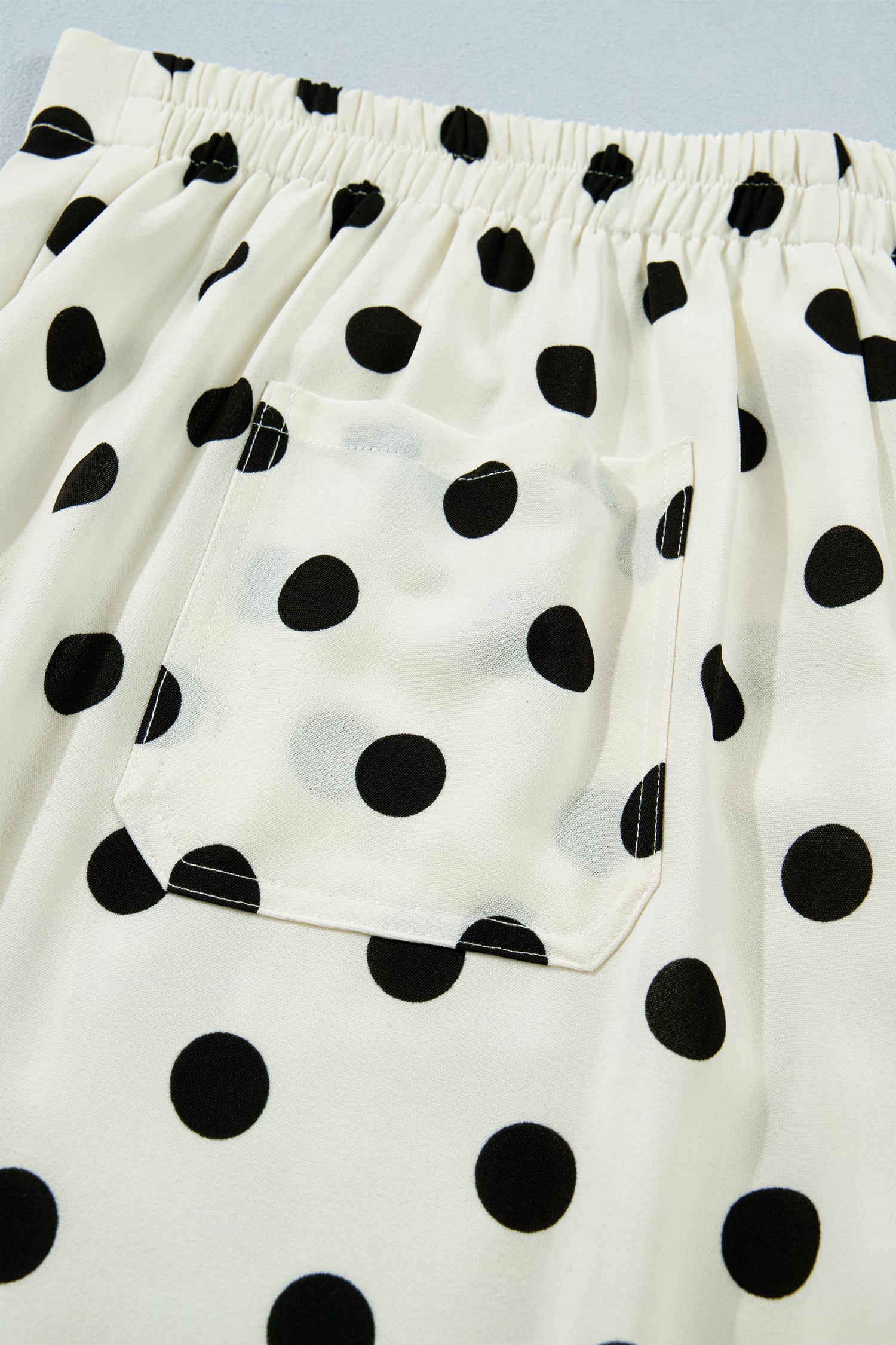 White Plus Size Polka Dot Print Patch Pocket Womens Shift Pants