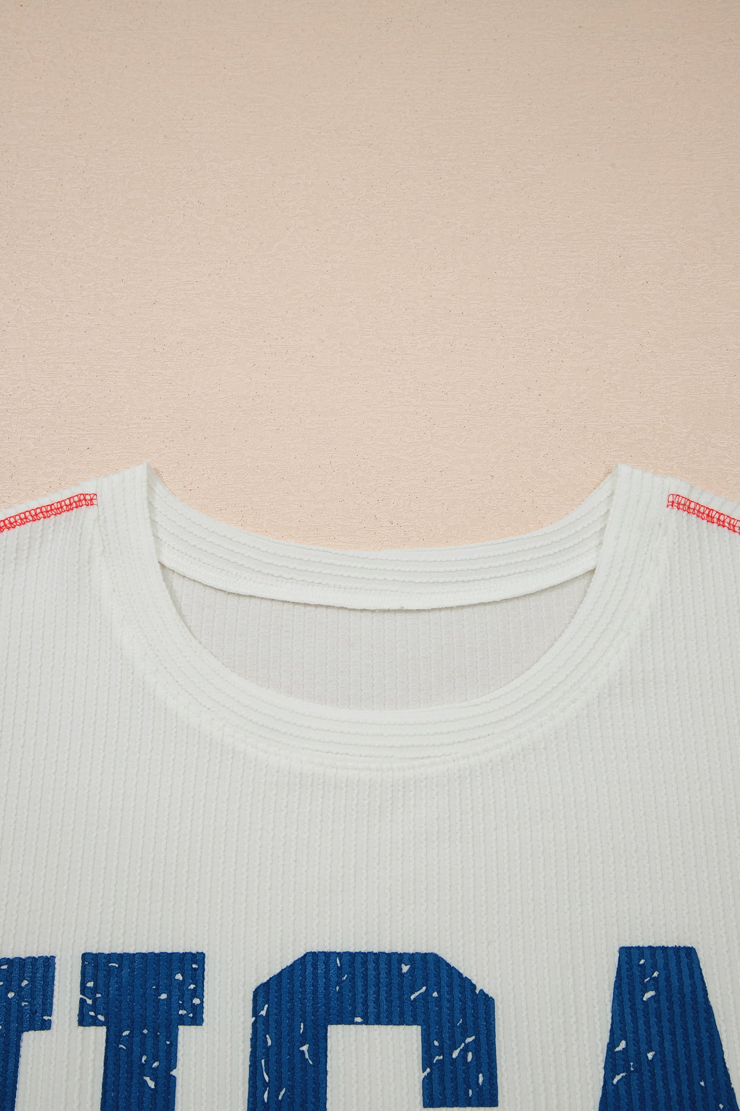 White Plus Size Twisted Rib Vintage USA Letter Printed T Shirt