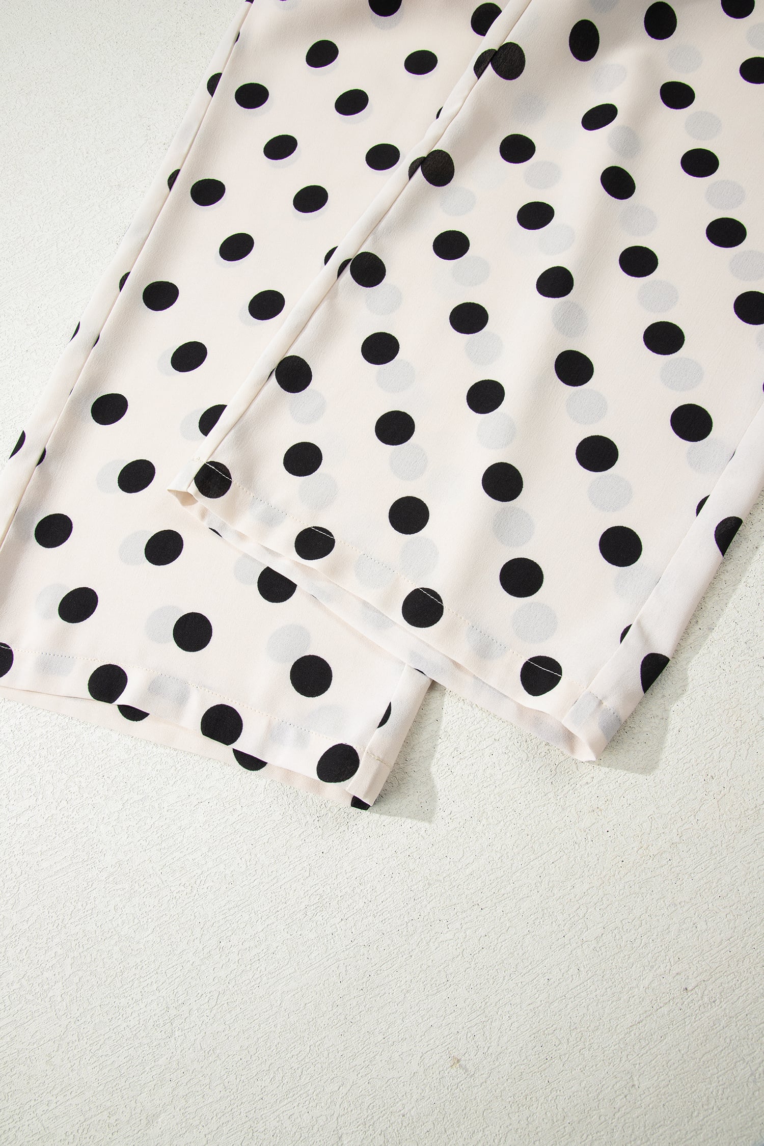 White Polka Dot Print Patched Pocket Mid-rise Straight Leg Pants