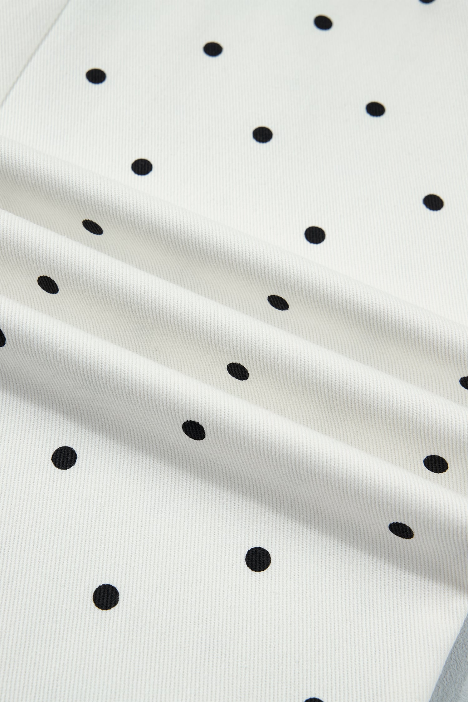 White Polka Dot Print Scalloped Patch Pocket Cotton Shift Pants