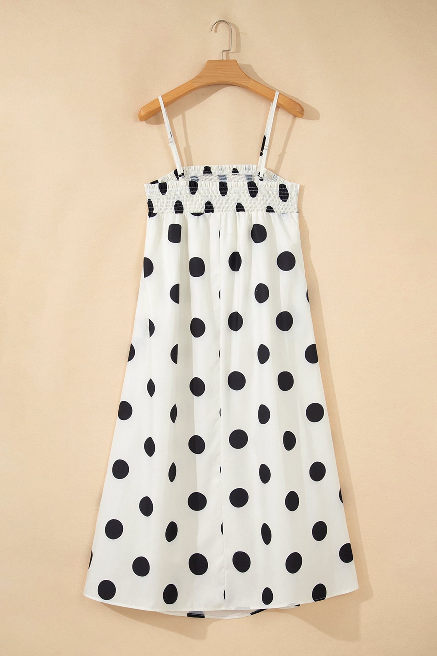 White Polka Dot Spaghetti Straps Maxi Dress