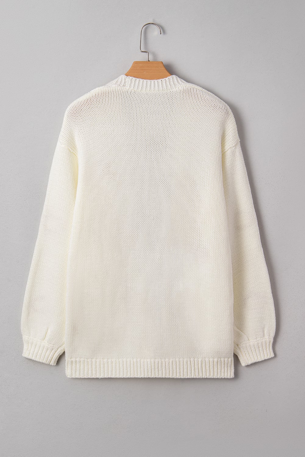 White Pumpkin Print Open Front Drop Shoulder Midi Cardigan