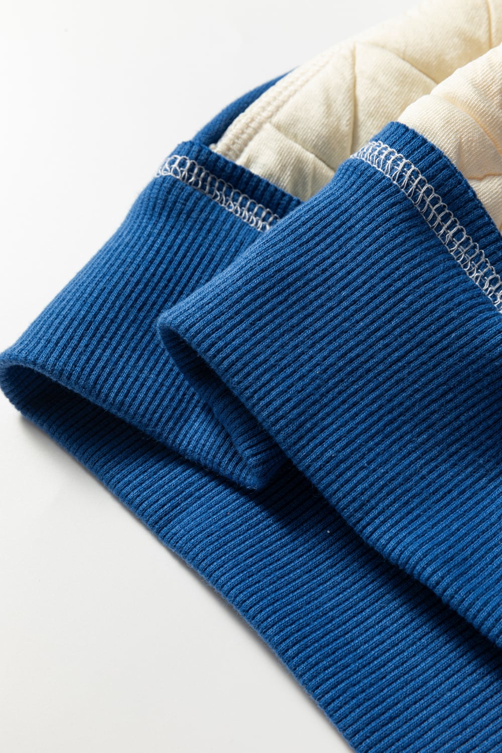 White Quilted Fleece Color Block Patchwork Oversize Hoodie