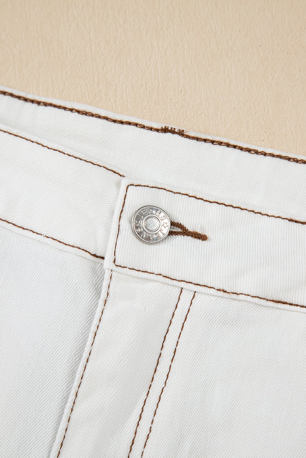 White Raw Hem High Waist Denim Shorts