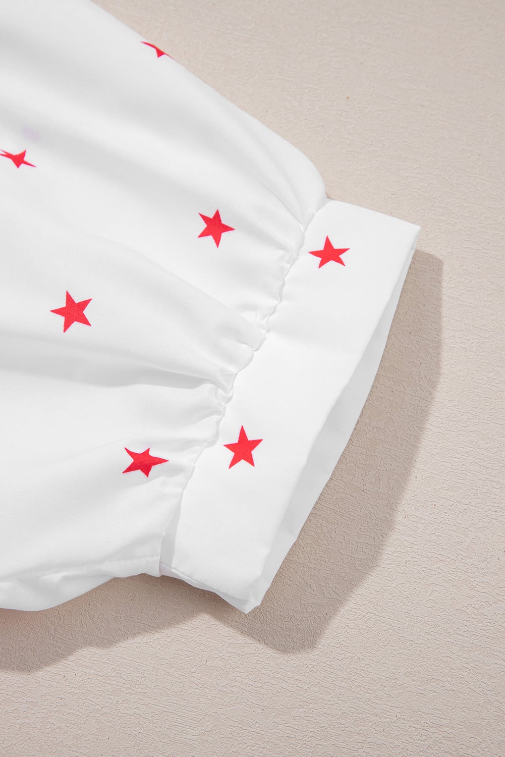 White Little Stars Printed Loose Half Sleeve Loose Shirt
