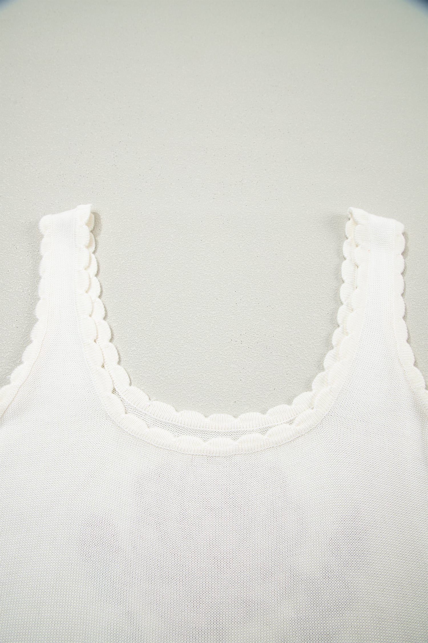 White Retro Floral Print Scalloped Square Neck Knit Sweater Vest