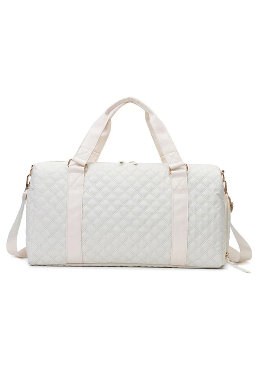 White Rhombus Textured Waterproof Travel Duffel Bag