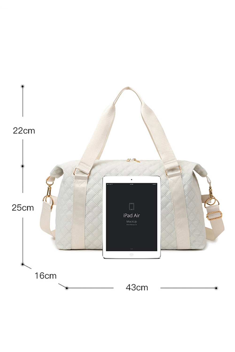 White Rhombus Textured Waterproof Travel Duffel Bag
