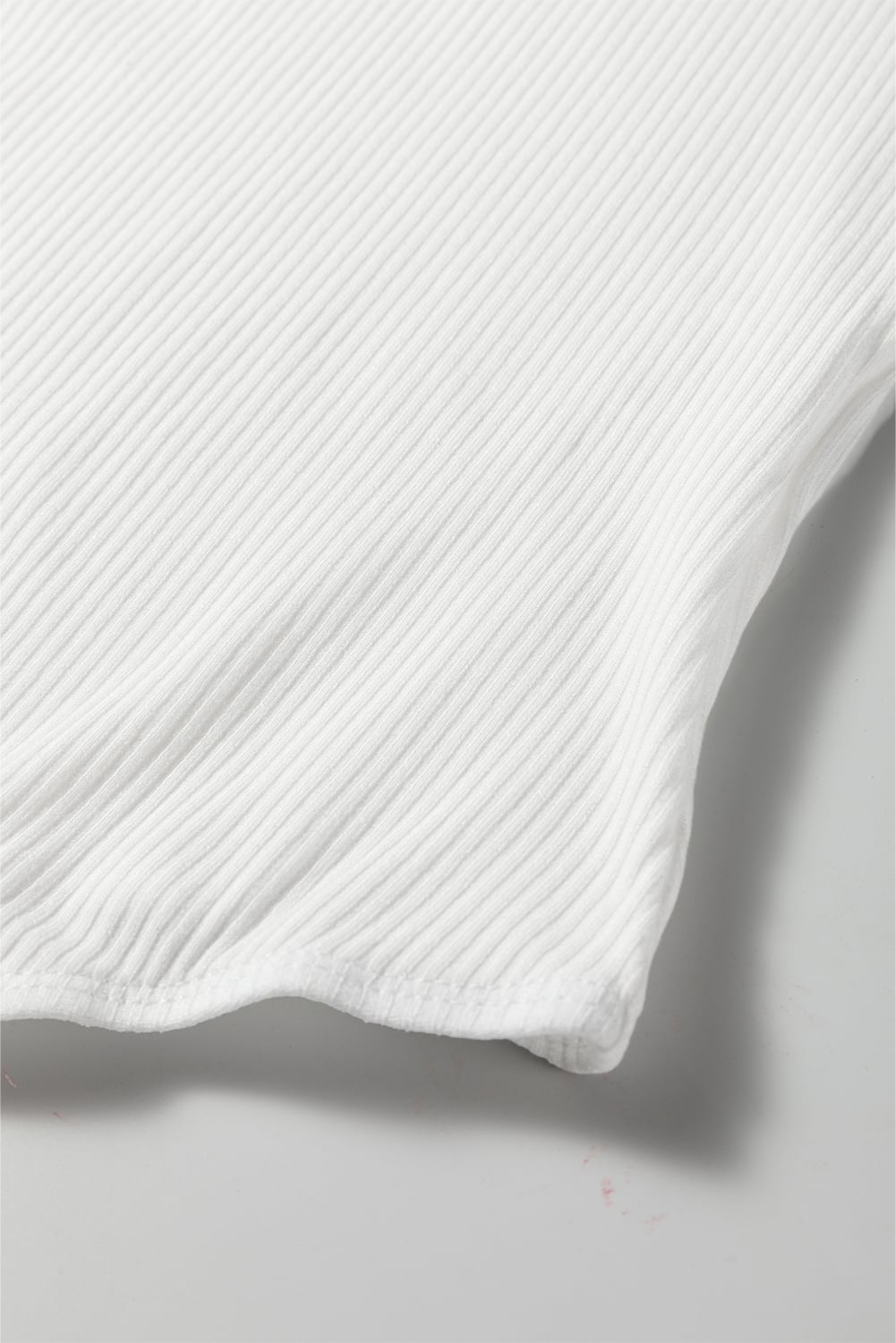 White Ribbed Long Sleeve Crew Neck Solid Color Bodysuit