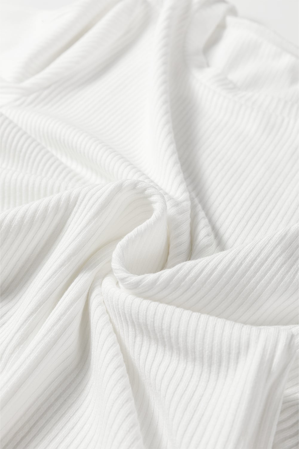 White Ribbed Long Sleeve Crew Neck Solid Color Bodysuit
