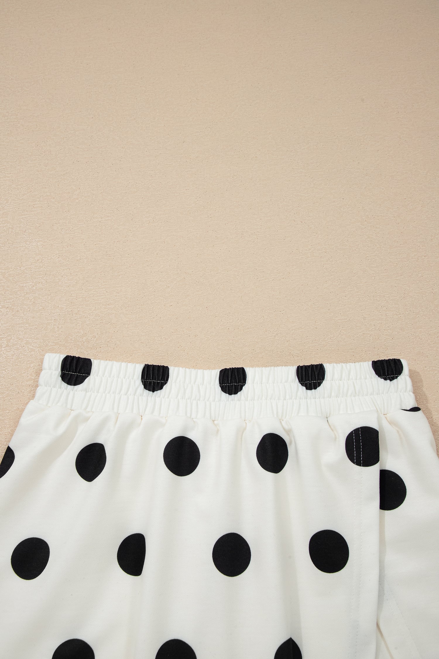 White Ribbed Trim Polka Dot Print Tank Split Mini Skort 2pcs Set