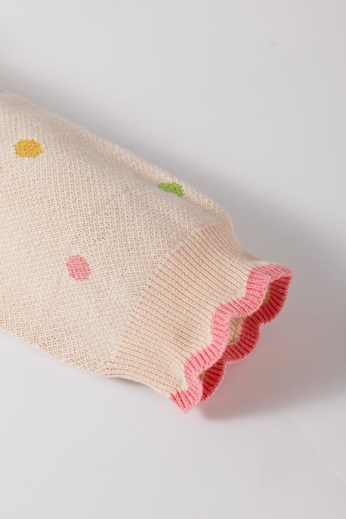 White 100% Cotton Round Neck Polka Dot Long Sleeve Casual Shift Sweater