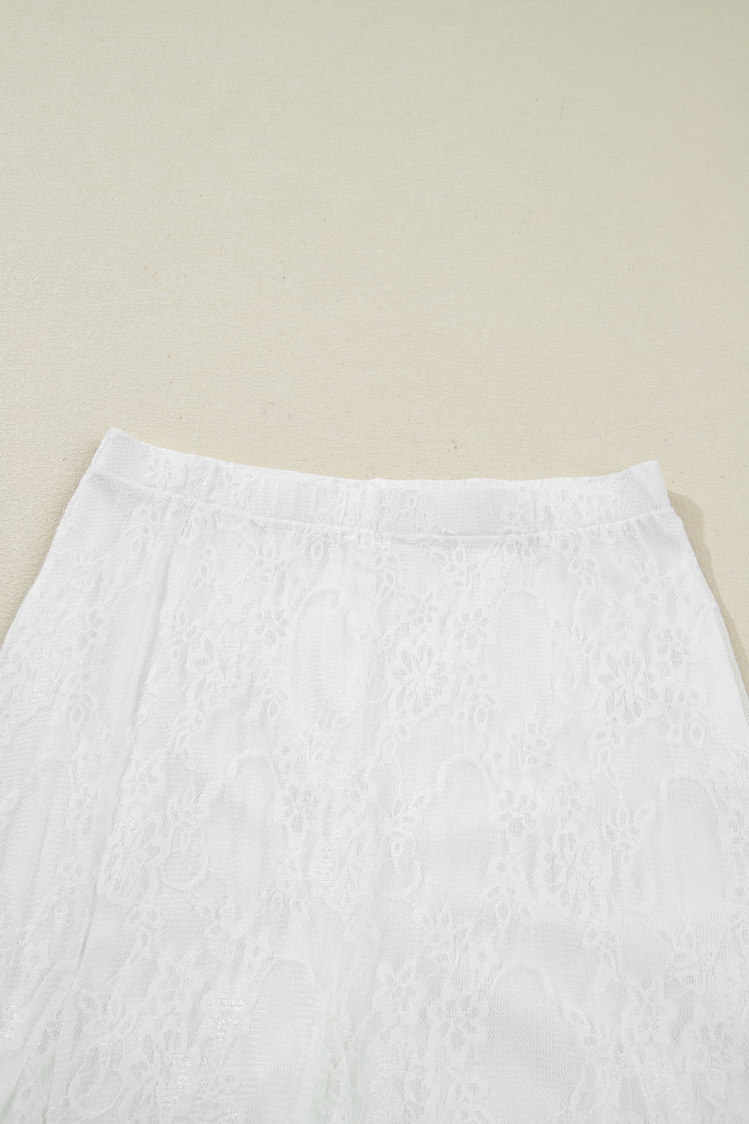 White Sheer Floral Lace Flowy Maxi Skirt