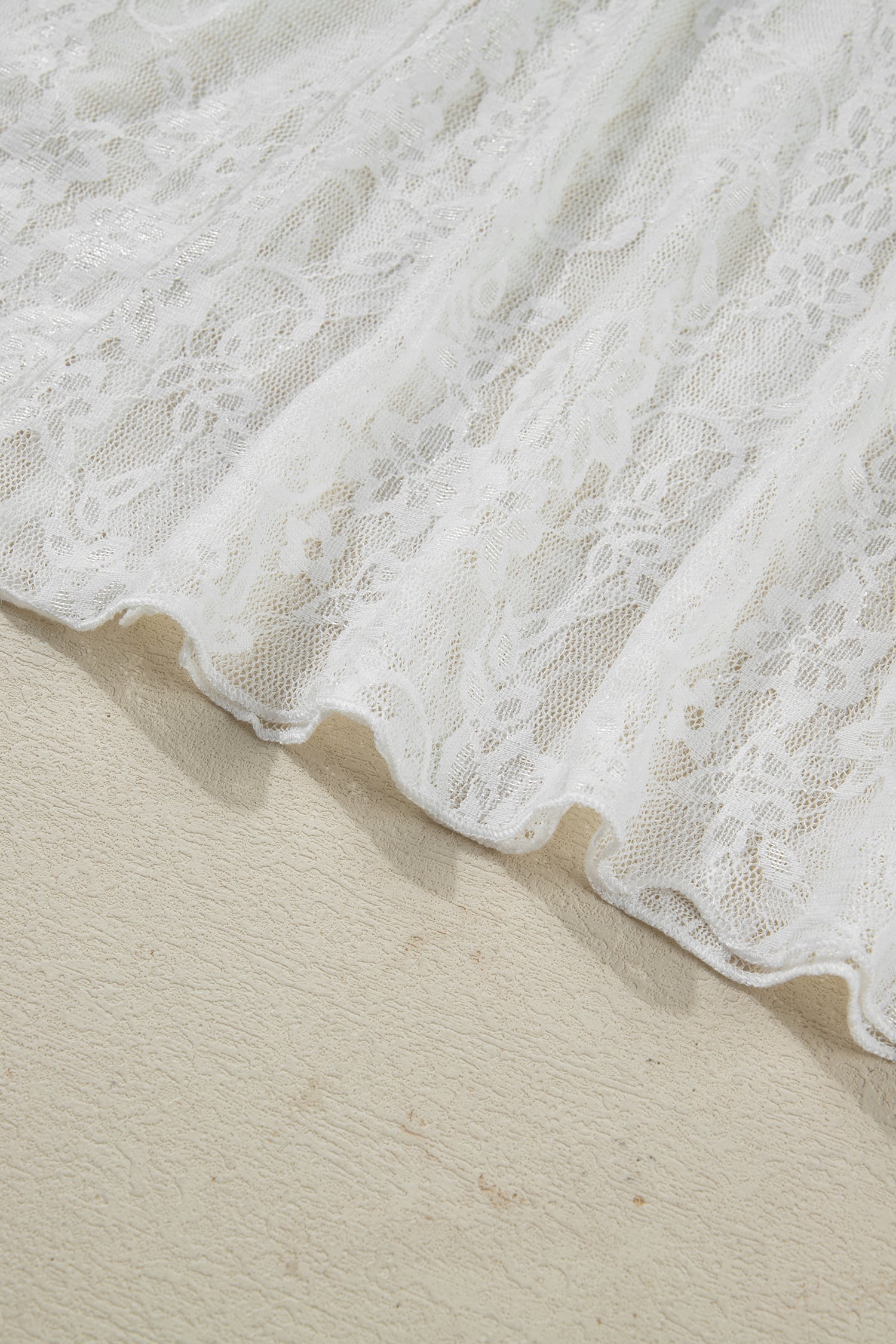 White Sheer Floral Lace Flowy Maxi Skirt